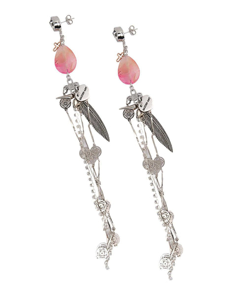 Mystic Allure Earrings with Pink Agate Stones and Silver - Maiden-Art