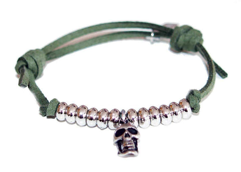 Mens green skull bracelet - Maiden-Art