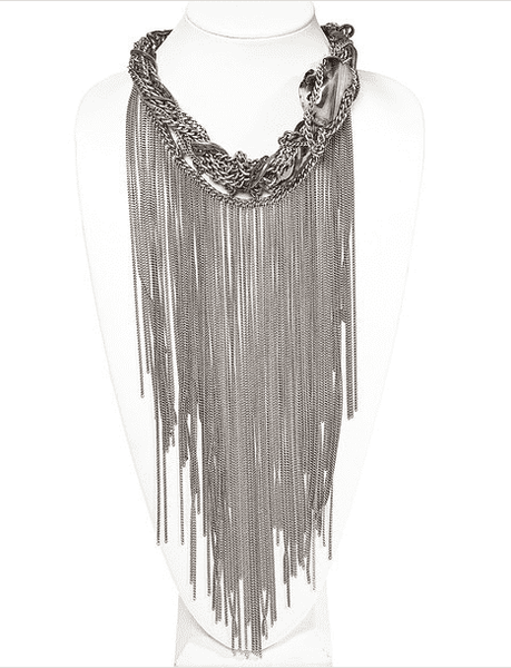 Fringes Statement Necklace with Agate Stone. - Maiden-Art