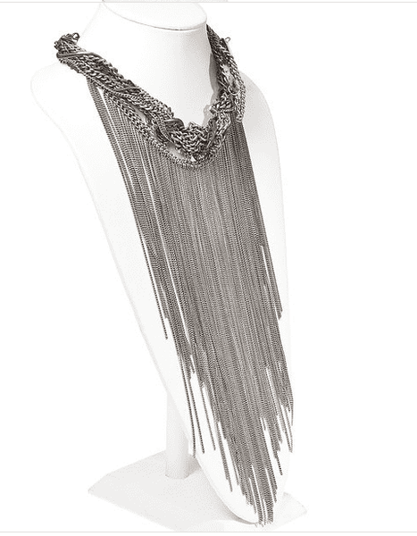 Fringes Statement Necklace with Agate Stone. - Maiden-Art
