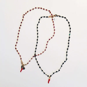 Rosary Choker Necklace with Lucky Charm in 2 Colors. - Maiden-Art