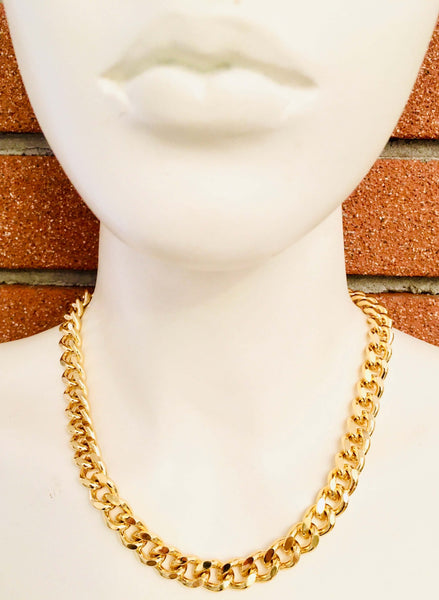 18kt Gold plated brass Curb Chain Necklace and rudder clasp. Rudder clasp necklace. - Maiden-Art