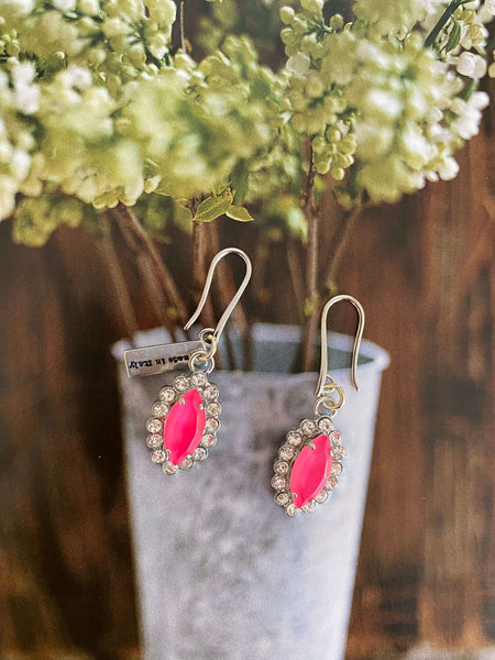 Hot Pink Statement Earrings and Rhinestones. - Maiden-Art