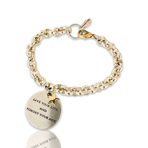 Message Bracelet in Silver and Gold Star Charm. - Maiden-Art