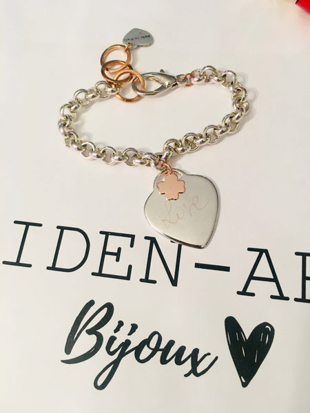 Engraved Personalized Silver Heart Bracelet, Custom Bracelet. - Maiden-Art