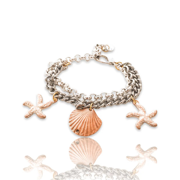 Statement Bracelet with Shell and Starfish Charms. - Maiden-Art