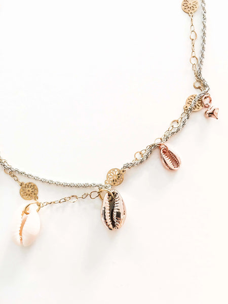 Seashells and 18kt Gold Plated Choker Necklace - Maiden-Art