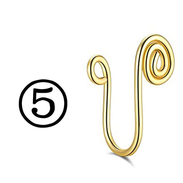 New Twisted Geometric Hollow Stainless Steel Non-hole Fake Nose Maiden-Art