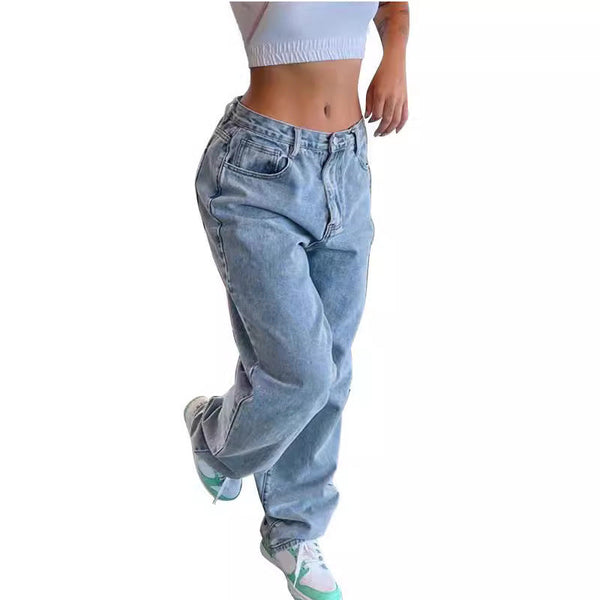 Casual Retro Loose Denim Trousers Women Maiden-Art