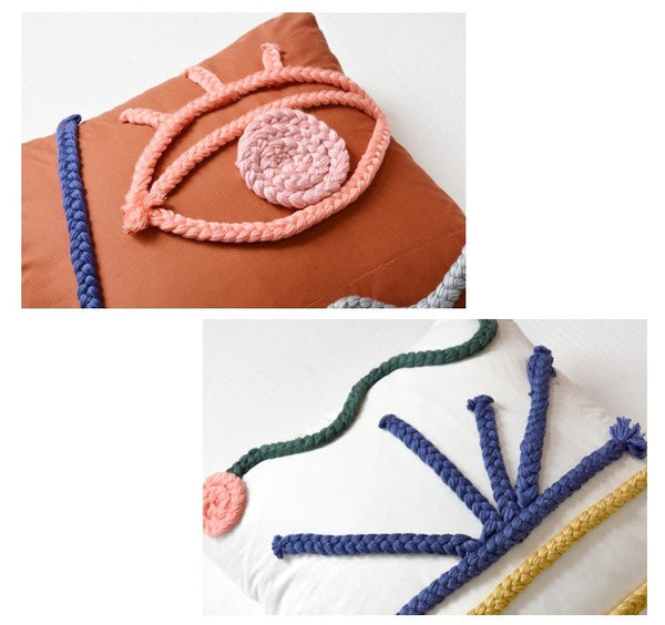 Hand-woven Throw Pillow Pure Cotton Throw Pillow Case Maiden-Art