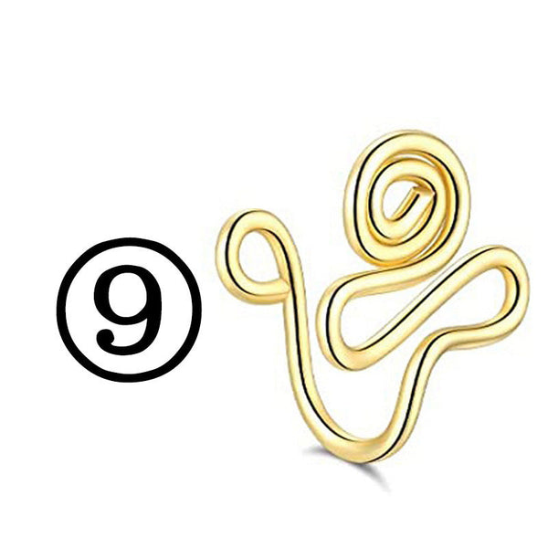 New Twisted Geometric Hollow Stainless Steel Non-hole Fake Nose Maiden-Art