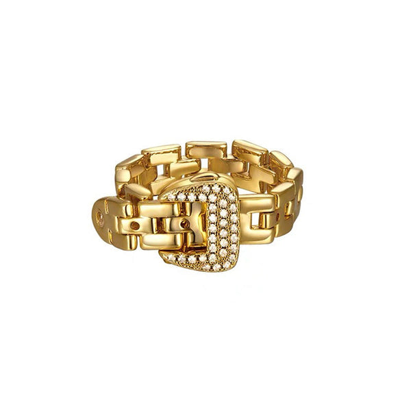 Adjustable Belt Buckle Zircon Rings Detachable Metal Soft Chain Ring Maiden-Art