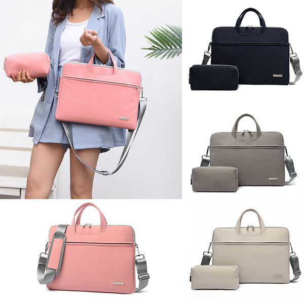 PU Leather Women Laptop Bag Notebook Carrying Case Briefcase For Macbook Air 13.3 14 15.6 Inch Men Handbags Shoulder Mouse Bag Maiden-Art