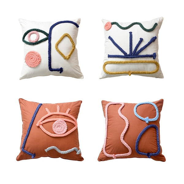 Hand-woven Throw Pillow Pure Cotton Throw Pillow Case Maiden-Art