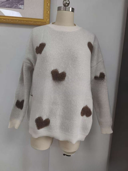 Fashion Women's Wear Love Long Sleeve Knitted Sweater Maiden-Art