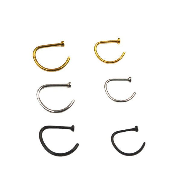 False Nose Ring No Hole D Shaped Stainless Steel Maiden-Art