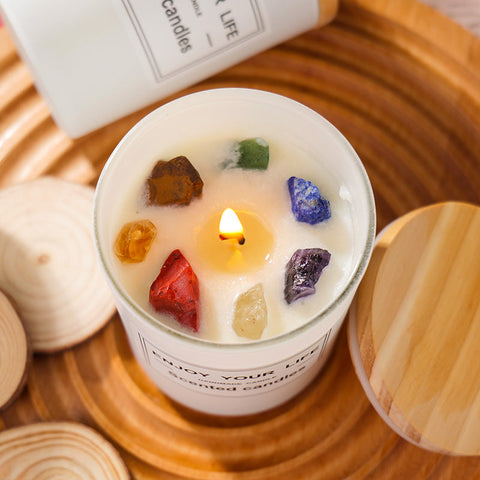 Natural Crystal Stone Aromatherapy Candle Soy Wax Smokeless Candles Gift Box Christmas Hand Gift Maiden-Art