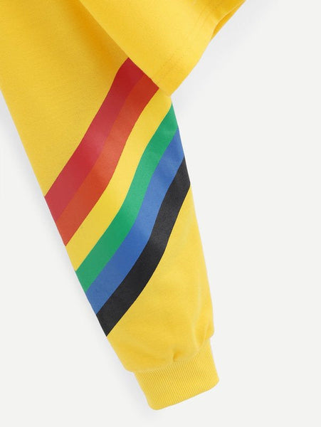 Rainbow striped hooded sweater sweater T-shirt women Maiden-Art