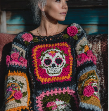 Womens Retro Printed American Style Streetwear Loose Knit Sweater Top Beautiful Legend Store