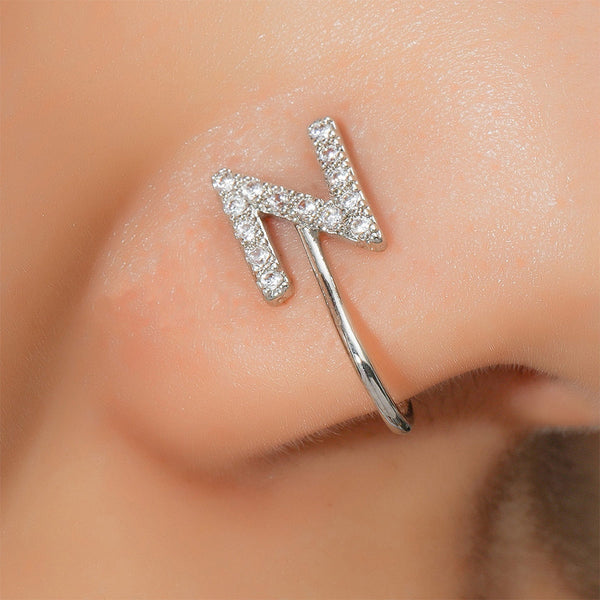 No Piercing Nose Pin Copper Inlaid Zircon Letter U Shape Maiden-Art