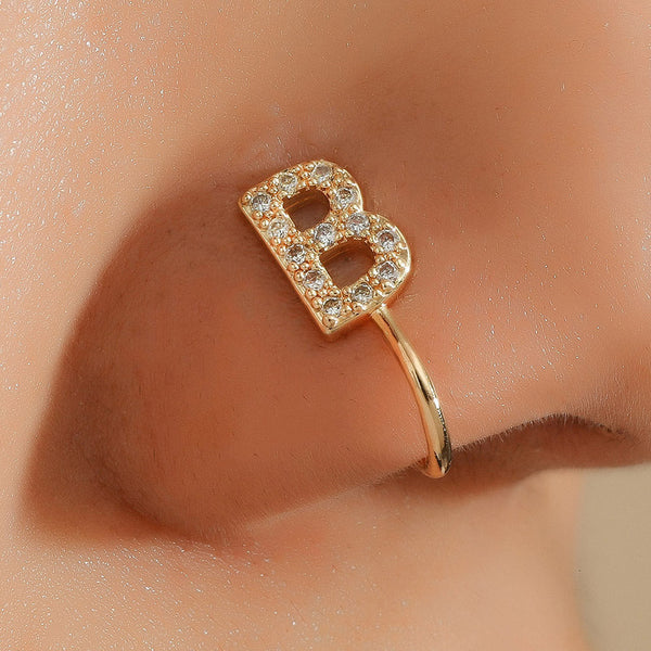 No Piercing Nose Pin Copper Inlaid Zircon Letter U Shape Maiden-Art