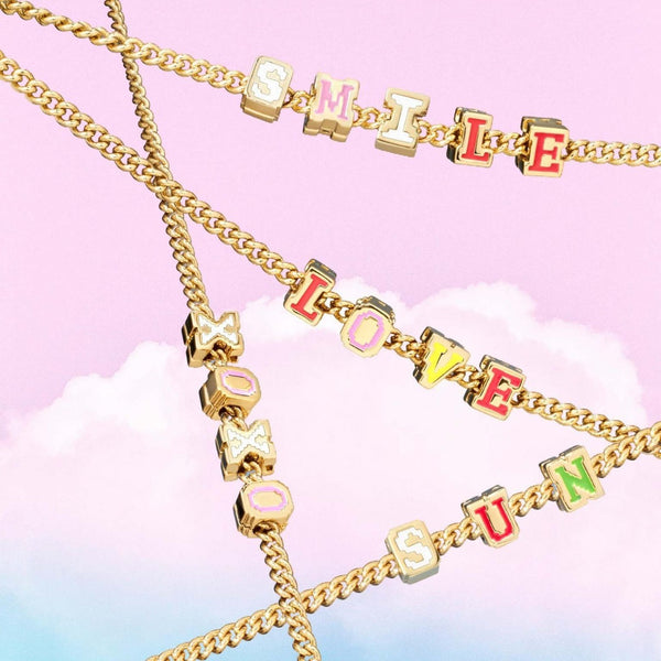 Female With Hearts Rainbow Letter Collarbone Necklace Maiden-Art