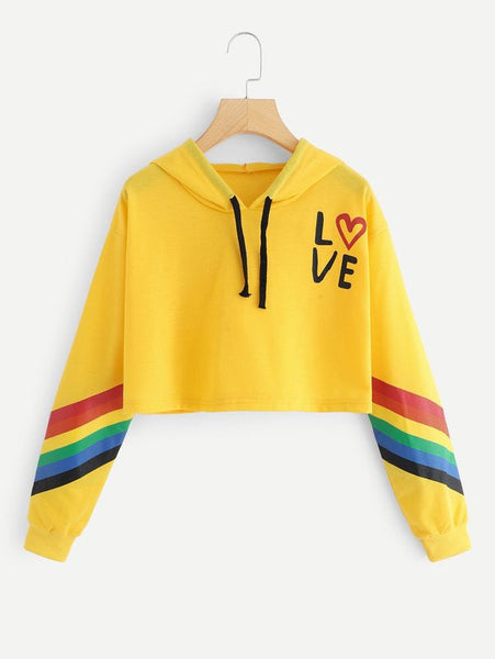 Rainbow striped hooded sweater sweater T-shirt women Maiden-Art