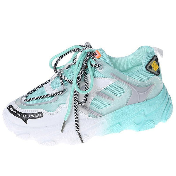 Gradient Rainbow Platform Daddy Shoes Women Maiden-Art