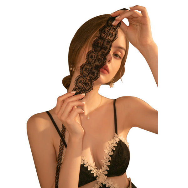 Erotic Lingerie Lace Perspective Embroidered Hollow Eye Mask Adjustable Maiden-Art