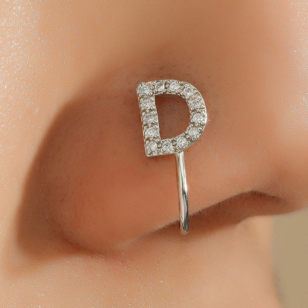 No Piercing Nose Pin Copper Inlaid Zircon Letter U Shape Maiden-Art