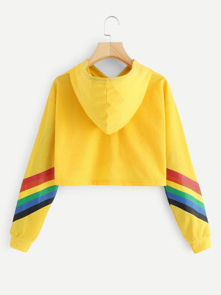 Rainbow striped hooded sweater sweater T-shirt women Maiden-Art