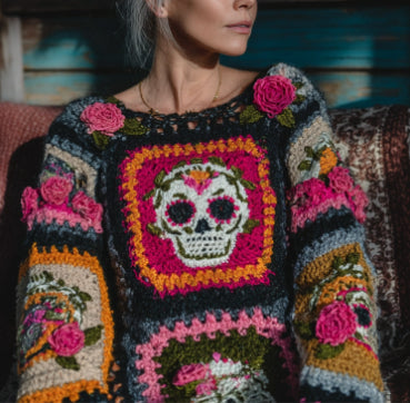 Womens Retro Printed American Style Streetwear Loose Knit Sweater Top Beautiful Legend Store