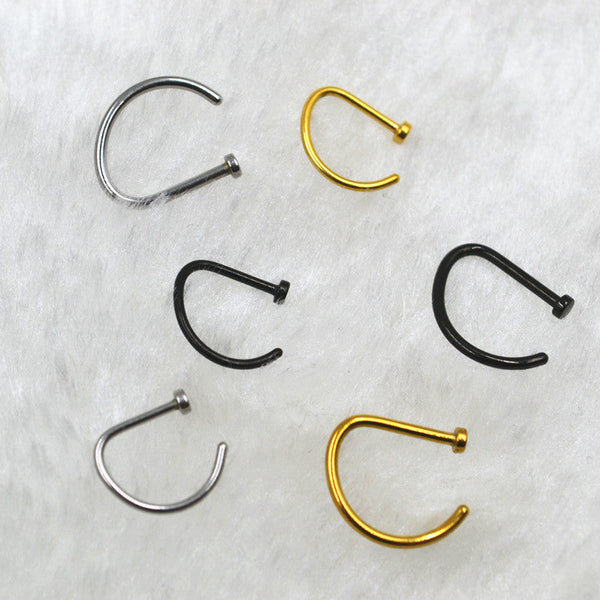 False Nose Ring No Hole D Shaped Stainless Steel Maiden-Art