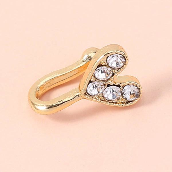 Gold rhinestone nose ring, mini crown rhinestone nose ring, piercing crown nose clip Maiden-Art