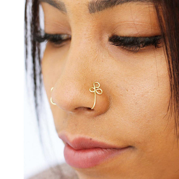 New Twisted Geometric Hollow Stainless Steel Non-hole Fake Nose Maiden-Art
