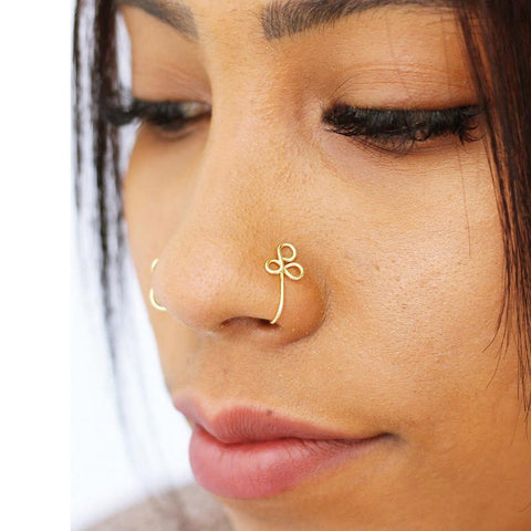 New Twisted Geometric Hollow Stainless Steel Non-hole Fake Nose Maiden-Art