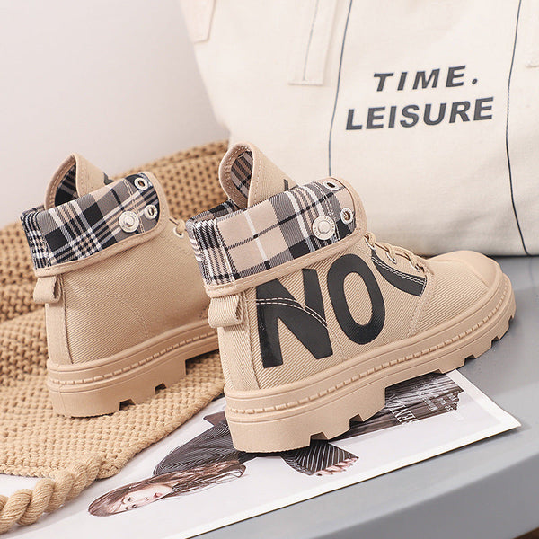 New All-match High-top Girls Canvas Short Boots Women's Shoes Maiden-Art
