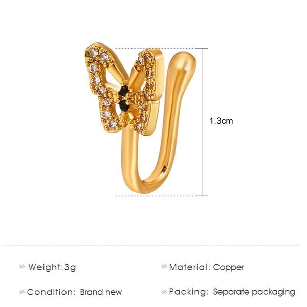 Personalized U-Shaped Diamond-Studded Butterfly European And American Non-Hole Nose Clip Maiden-Art