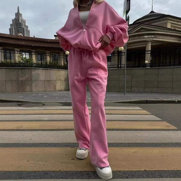 Fall Women's Clothing Zipper Casual Sweater Two-piece Set Maiden-Art