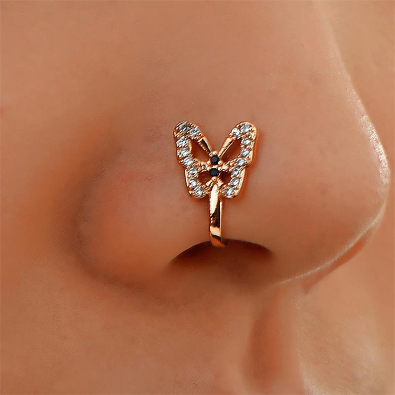 Personalized U-Shaped Diamond-Studded Butterfly European And American Non-Hole Nose Clip Maiden-Art