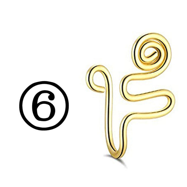 New Twisted Geometric Hollow Stainless Steel Non-hole Fake Nose Maiden-Art