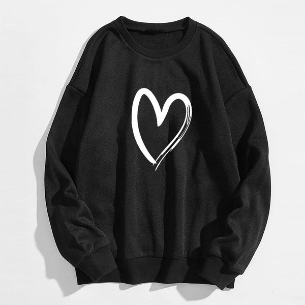 Printed Heart Trendy Sweater For Women Maiden-Art