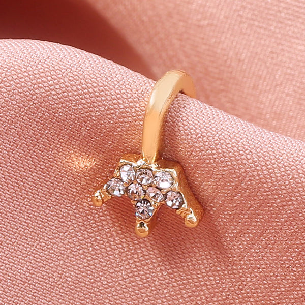 Gold rhinestone nose ring, mini crown rhinestone nose ring, piercing crown nose clip Maiden-Art