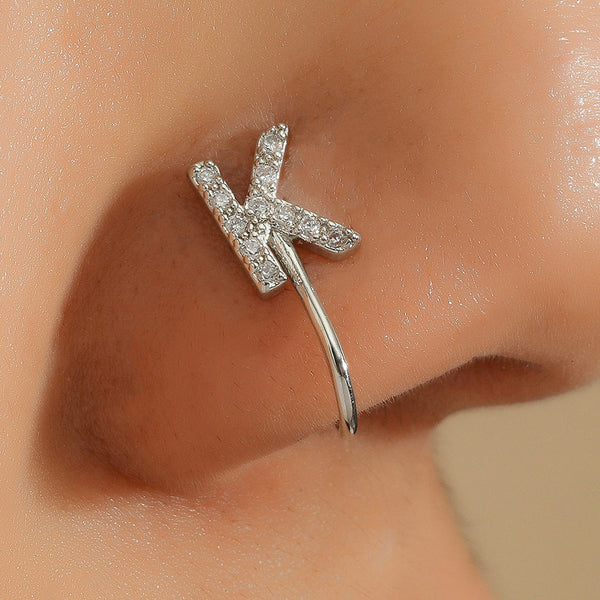 No Piercing Nose Pin Copper Inlaid Zircon Letter U Shape Maiden-Art