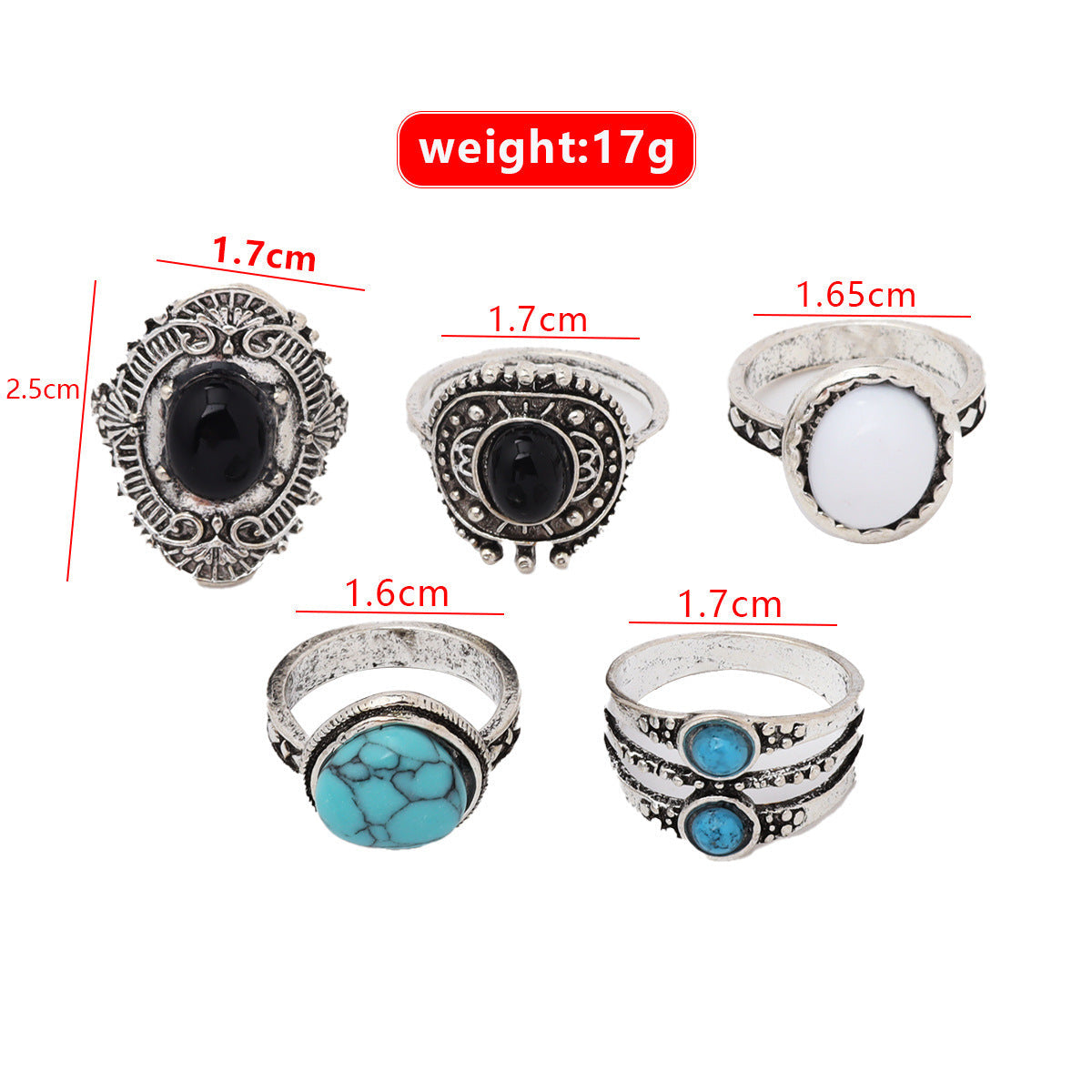5-piece Set Of Joint Rings And Rings Maiden-Art