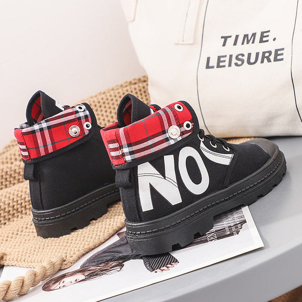 New All-match High-top Girls Canvas Short Boots Women's Shoes Maiden-Art