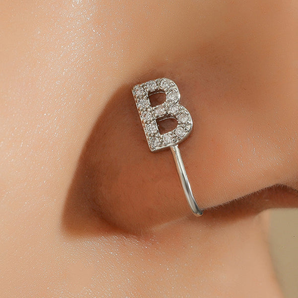 No Piercing Nose Pin Copper Inlaid Zircon Letter U Shape Maiden-Art