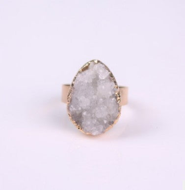 Natural Stone Agate Crystal Bud Women Rings  Rose Vintage Rings Maiden-Art