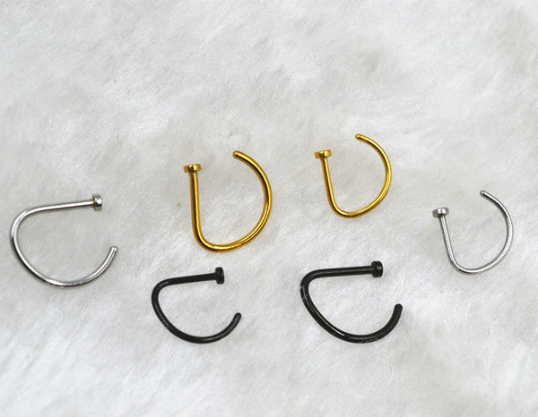 False Nose Ring No Hole D Shaped Stainless Steel Maiden-Art