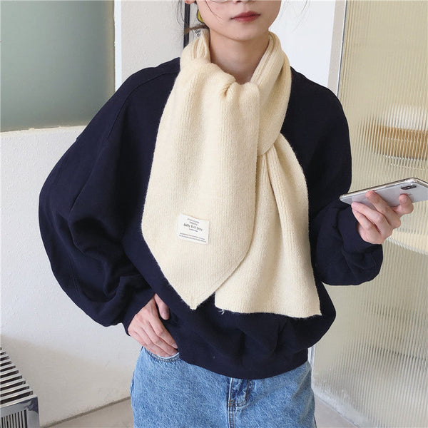 Pure Color Knitted All-match Cute Multifunctional Scarf Maiden-Art